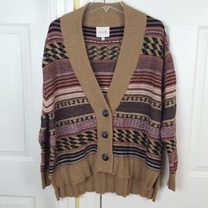 Jaime Stripes Boho Button Cardigan Sweater XL